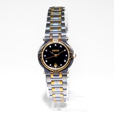 Ladies 9000L Two-Tone Stainless Diamond-Markers Gucci Watch | eBay