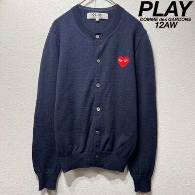 CDG Comme des Garçons PLAY Navy Button-Up Cardigan Wool Heart Logo
