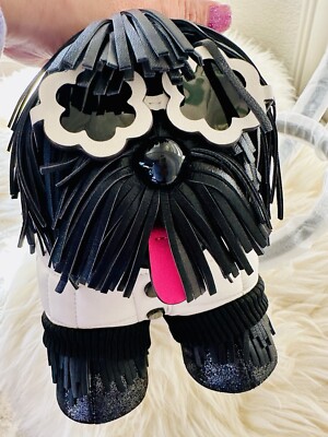 NWT AUTH $598 Kate Spade New York Shaggy Fringed 3d Dog Crossbody