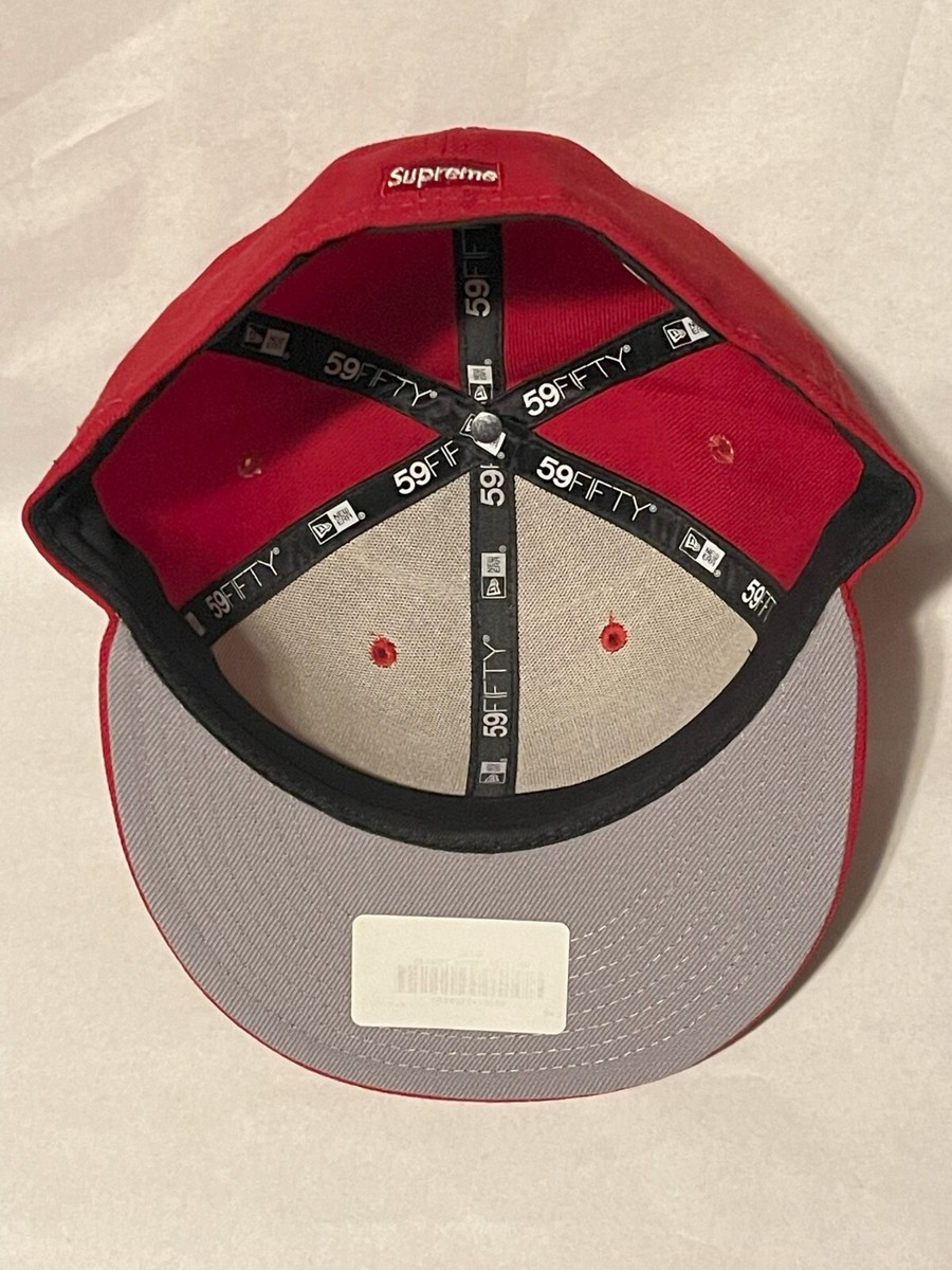 SUPREME x New Era Classic Script Fitted Hat Cap RED 7 1/8 NEW! F/W
