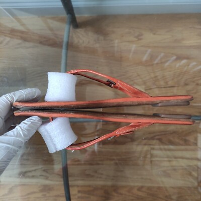 Prada Orange Thong Sandals Square Toe Leather Women's 39 | eBay