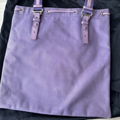 Yves Saint Laurent KAHALA Purple Canvas Leather Tote Bag (No Box