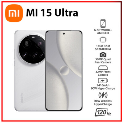 Xiaomi 15 Ultra 5G 16GB+512GB WHITE Dual SIM Unlocked Android Cell