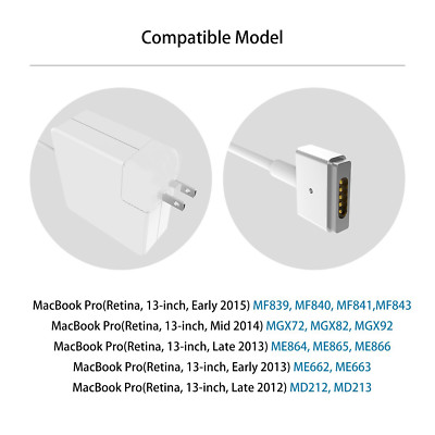 A1425 A1502 Power Adapter Charger for Macbook Pro 13