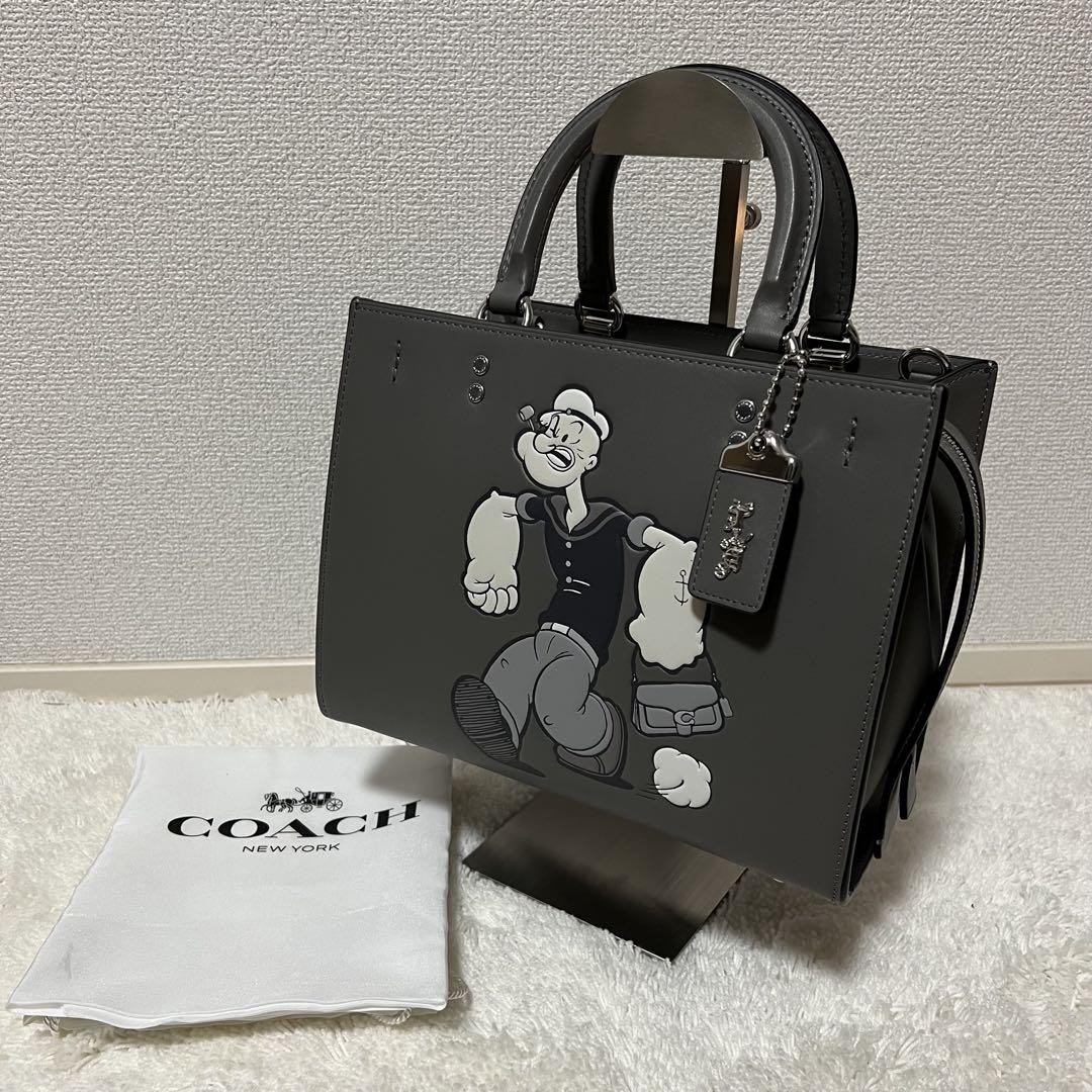 COACH x POPEYE Rogue 25 Gray Multi Glovetanned Leather Shoulder