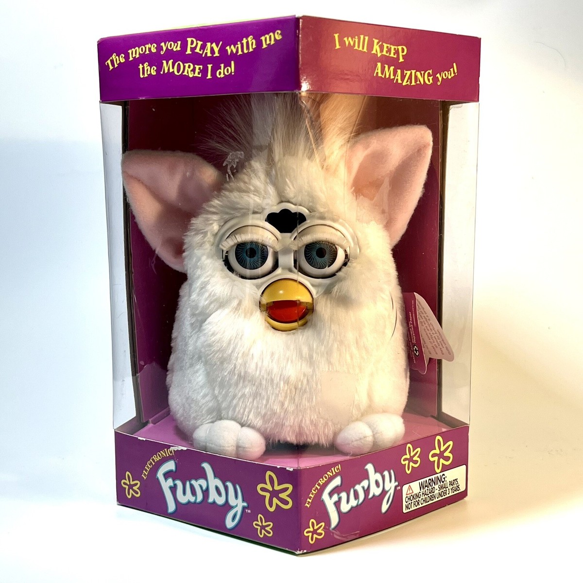 Furby NEW Sealed 1998 SNOWBALL 70-800 Generation 1 White Pink Ears