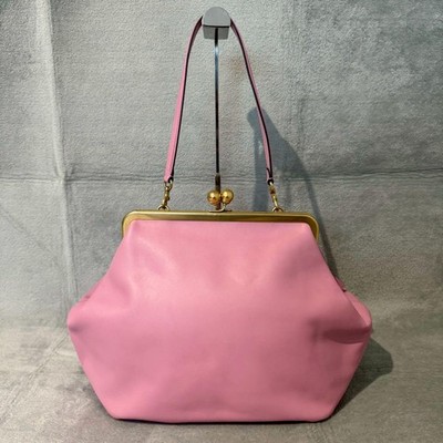 COACH Large Kisslock Frame Bag Leather Pink 25ss | eBay