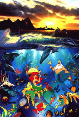Christian Lassen Disney, Under the Sea on Canvas w/ Appraisal