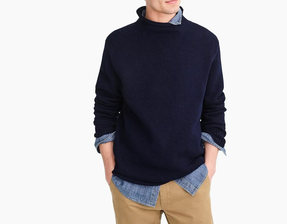J.Crew Unisex 1988 Cotton Rollneck™ Sweater | S | Navy | eBay