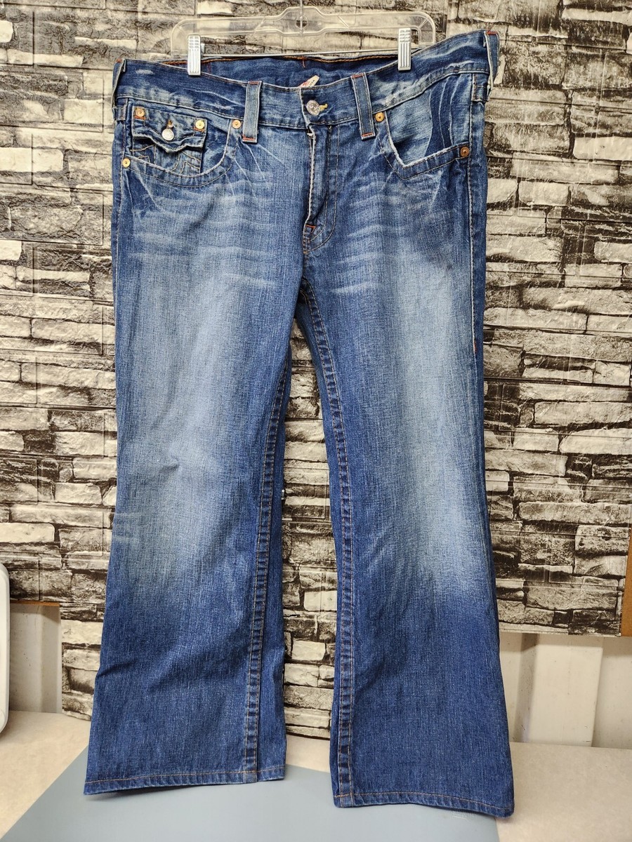 True Religion Jeans Mens 40x30 Joey Flared Embroidered Tiger