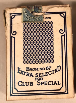 Bee Playing Cards No. 92 Club Special Back No. 67 with Tax Stamp