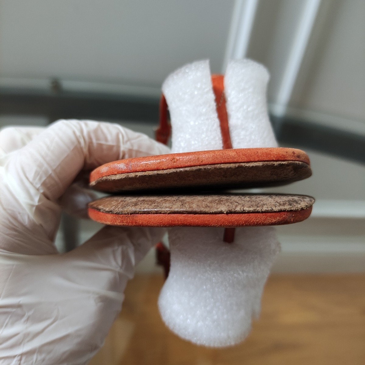 Prada Orange Thong Sandals Square Toe Leather Women's 39 | eBay