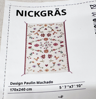IKEA NICKGRAS NICKGRÄS Flatwoven Rug Handmade Floral 5 ' 7 