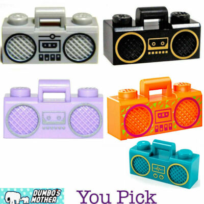 Lego Radio Stereo Boom Box Music Cassette Player Black Light Gray