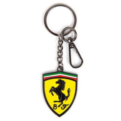 OFFICIAL Scuderia Ferrari Logo Key Ring Metal Shield Keychain Fob