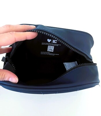 Yves Saint Laurent YSL 'Y' Navy Faux Leather Toiletry Shave Bag