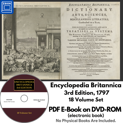 ENCYCLOPEDIA BRITANNICA, 1797 3rd Edition, all 18 Volumes, PDF E
