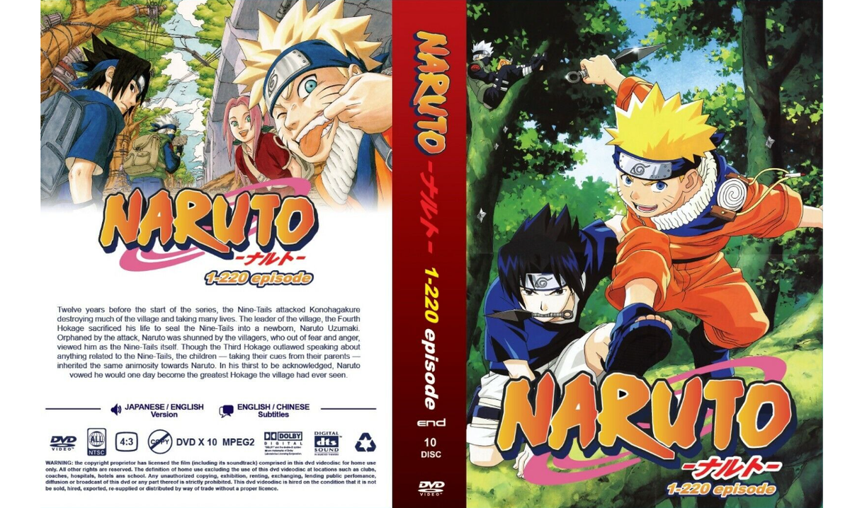 DVD Naruto Vol.1 - 720 End English Dubbed + 11 Movies Complete