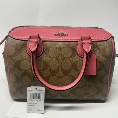 COACH Handbag Signature Brown Mini Bennett Satchel-F32203 Pink