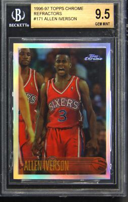 1996-97 TOPPS CHROME REFRACTOR #171 ALLEN IVERSON ROOKIE RC BGS