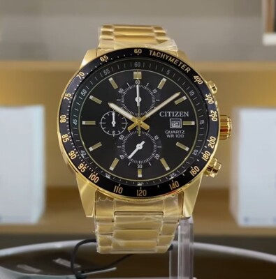 Citizen AN3682-54E Gold Tone Chronograph Black Analog Quartz Men's