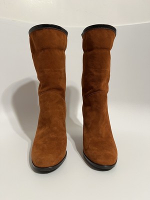 Vtg Chanel Brown Suede CC Logo Boots 37 | eBay