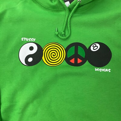 Stussy Harmony Hoodie Mens XL Kelly Green Logo Sweatshirt