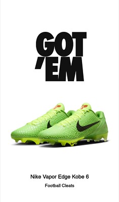 Size 10 - Nike Zoom Vapor Edge Kobe 6 Protro Low Grinch Cleats In