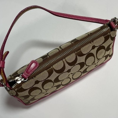 Shoulder Bag COACH Signature Pink Beige Mini Accessory Pouch