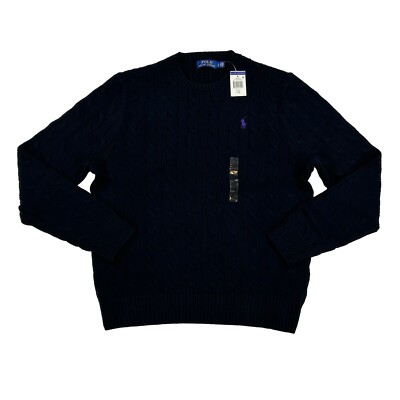 Polo Ralph Lauren Long Sleeve Crewneck Cable-Knit Sweater - Black
