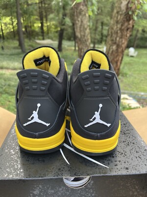 Air Jordan 4 Retro Thunder Men's Size 12 Black Yellow W Snipes