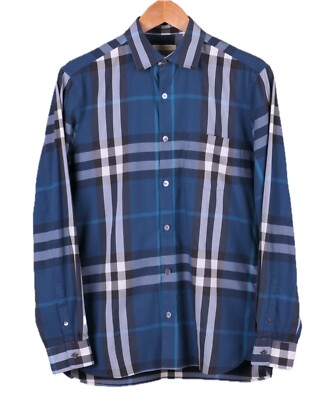 Burberry Brit Blue Gray ICONIC Nova Check Lightweight Button Down