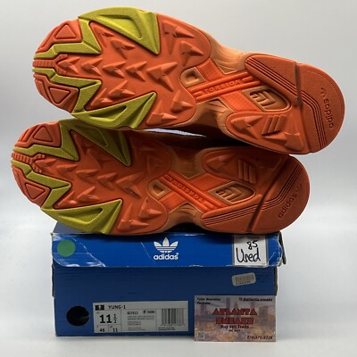 Size 11.5 - adidas Yung-1 Hi-Res Orange Navy Suede Yellow (B37613