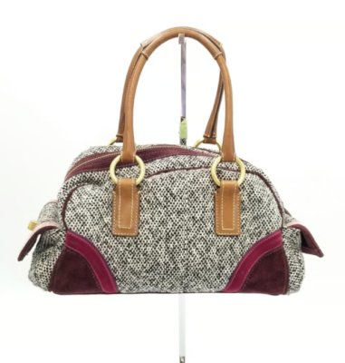 Coach Vintage Soho Y2K Tweed Multicolor Satchel w/Leather Trim