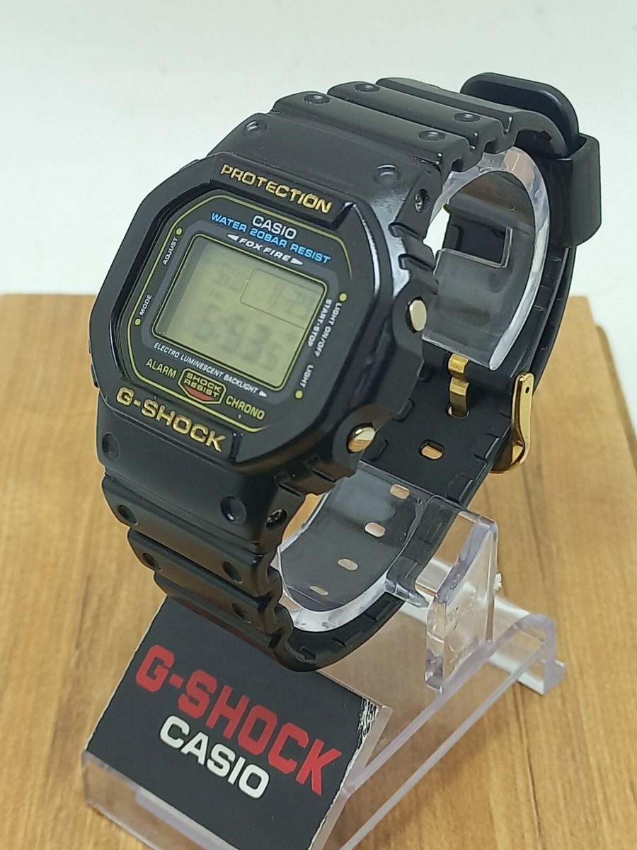 Casio G-Shock DW5600EG Gold Fox Fire Digital Black Watch Vintage