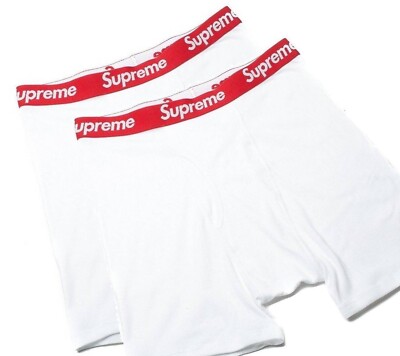 Authentic Supreme / Hanes White Boxer Briefs Underwear (2 Pack