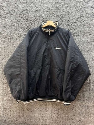 Vintage 90's Nike Half Zip Pullover Puffer Jacket Black White