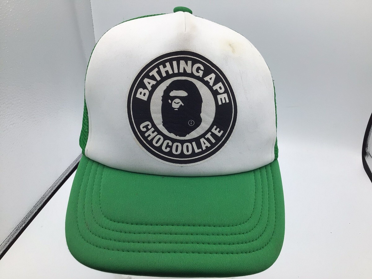 AUTHENTIC A BATHING APE BAPE Chocolate MESH CAP TRUCKER HAT Green