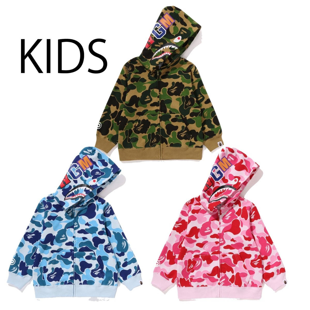 A BATHNIG APE BAPE KIDS ABC CAMO SHARK ZIP HOODIE 1K80315003 | eBay