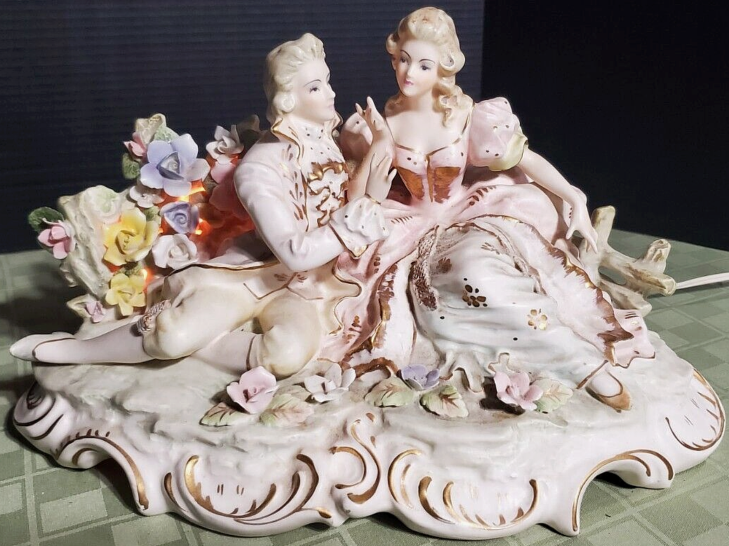 Lenwile Ardalt Victorian Couple Vintage Figurine Porcelain Lamp