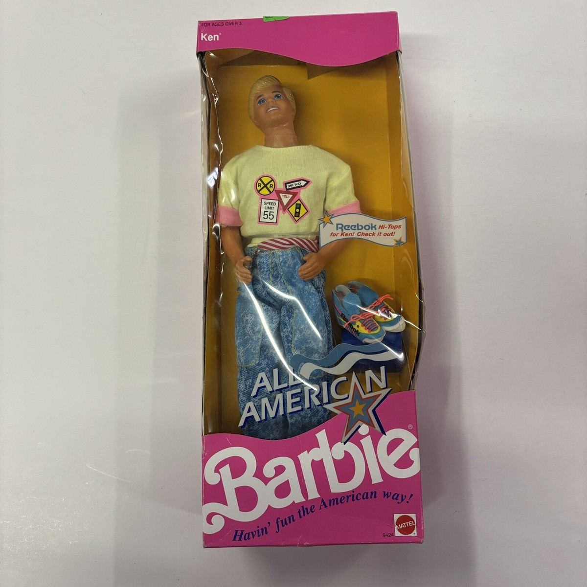 Vintage 1990 All American KEN Barbie Doll w/Reeboks Mattel 9424