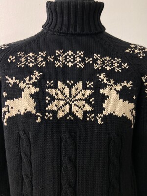 Vintage 80s Cotton Sweater from Lands End brand | Black with