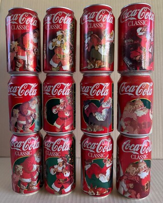 12x Coca Cola COKE Chirstmas SANTA CLAUS Xmas vintage CAN (3 sets