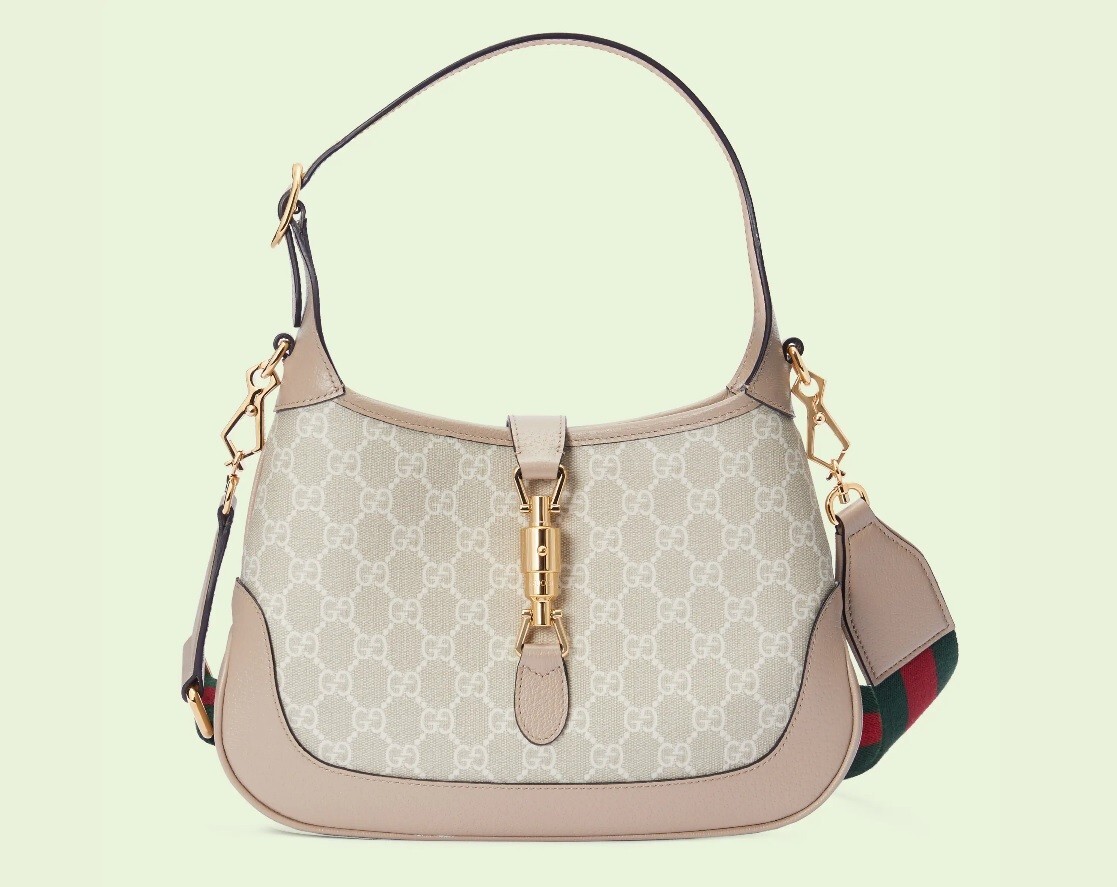Gucci Jackie 1961 GG Small Shoulder Bag Beige and White New from