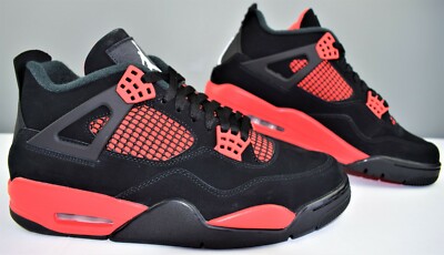 Nike Air Jordan 4 Retro Red Thunder Basketball Shoes Men's Size 10