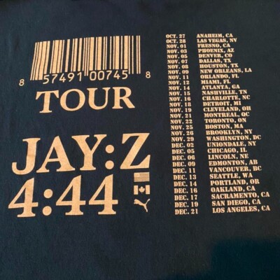 Jay-Z Tour Shirt 4:44 Promo Graphic Tshirt Long Sleeve Puma Album