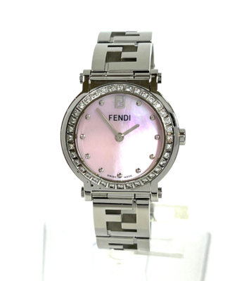 Fendi Orologi Pink MOP Diamond Bezel Stainless Steel Swiss Quartz