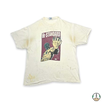 Vintage 90s Hi Standard T Shirt Mens White XL Thrashed Punk