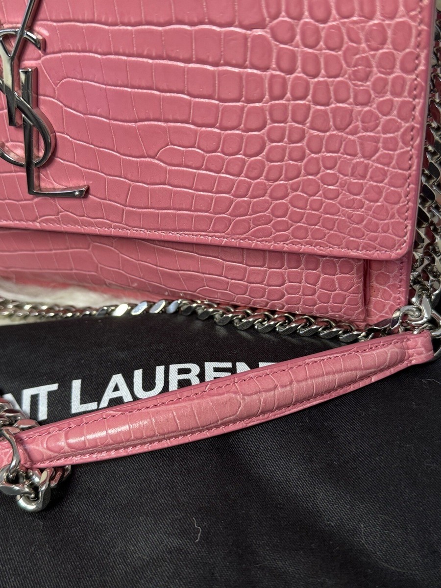 Saint Laurent Sunset Medium Crocodile Style Pink Bag | eBay