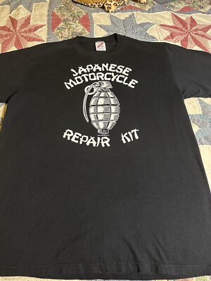 Black Vintage Japanese Motorcycle Repair Kit T-shirt Size Large
